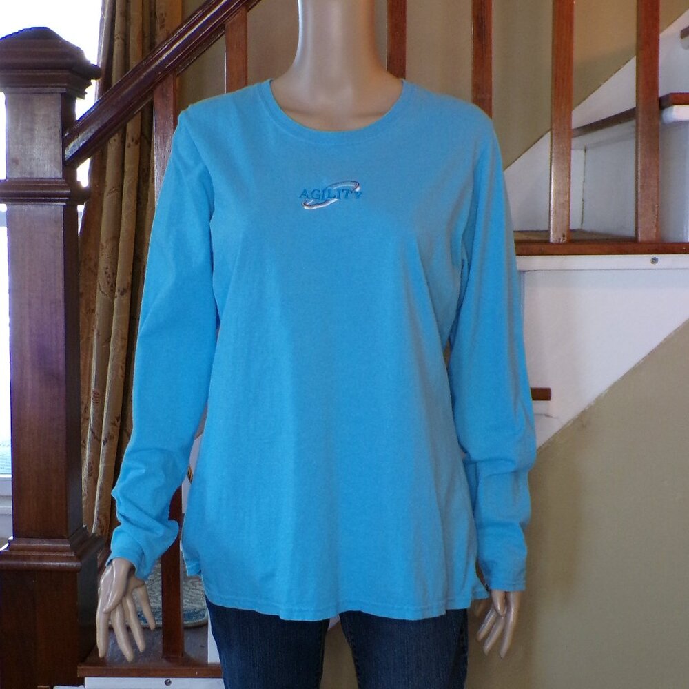 C PORT AND COMPANY Ladies' Blue Long Sleeve Tee Shirt "AGILITY" Size: LARGE